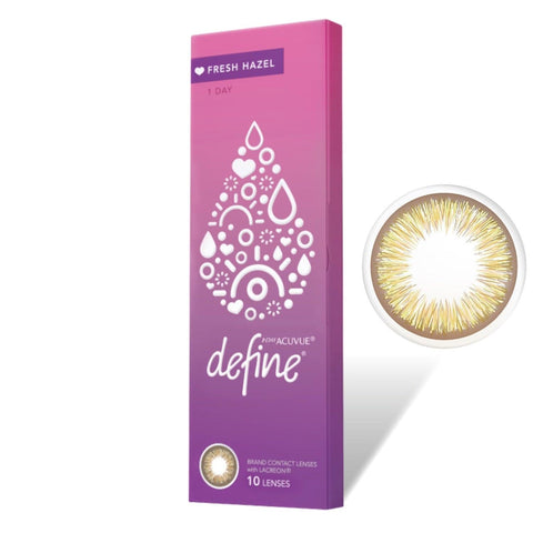 DEFINE 1 DAY CONTACT LENS #FRESH HAZEL 10P - ACUVUE - The Cosmetic Store New Zealand
