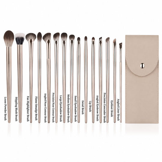 15-Piece Luxury Gold Makeup Brush Set