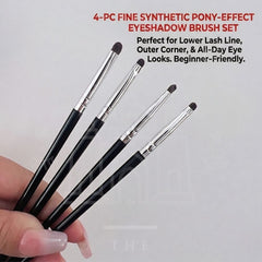 4-piece pony hair precision eyeshadow brush set for blending and detailed eye makeup application-THE COSMETIC STORE NZ