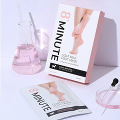 8 Minute Goat Milk Foot Mask packaging on a light background