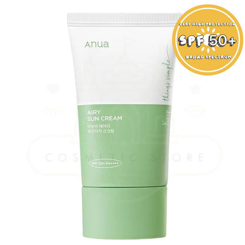 Anua Airy Sun Cream SPF 50+ Lightweight Sunscreen 50ml-The Cosmetic Store New Zealand.