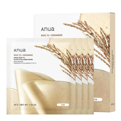  Anua Rice 70 Glow Collagen Mask 4pcs-The Cosmetic Store New Zealand