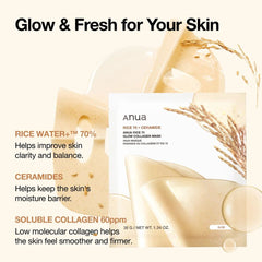  Anua Rice 70 Glow Collagen Mask 4pcs-The Cosmetic Store New Zealand