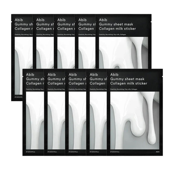 Gummy Sheet Mask Collagen Milk Sticker Set 10 Masks