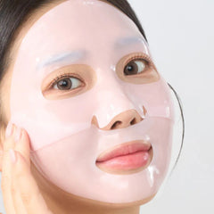 Korean collagen gel mask pack for hydration and elasticity-Person wearing a face mask
