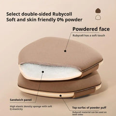 Powder puff with labeled components -Caramel Milk Crust Mousse Powder Puff Set – [Double Headed Shape] 2pcs Boxed Pack-THE COSMETIC STORE NZ