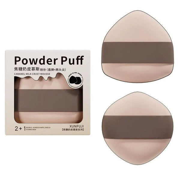 Caramel Milk Crust Mousse Powder Puff Set – [Double Headed Shape] 2pcs Boxed Pack