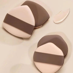 Two geometrically shaped coasters with a brown and beige color scheme on a light background.-Caramel Milk Crust Mousse Powder Puff Set – [Double Headed Shape] 2pcs Boxed Pack-THE COSMETIC STORE NZ