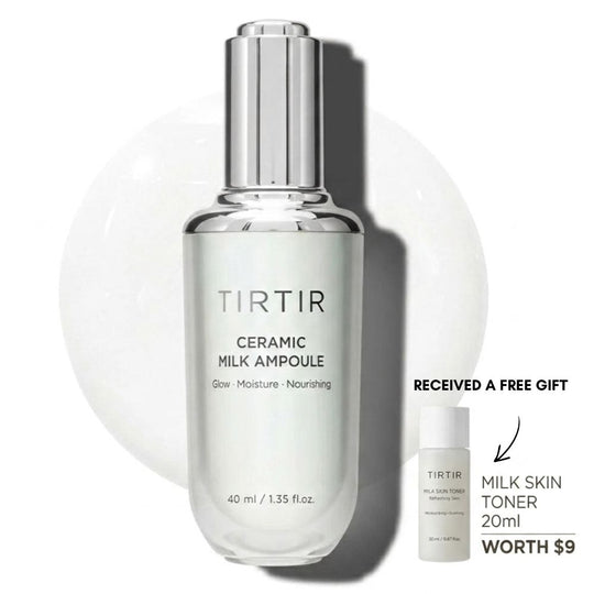 TIRTIR Milk Glow Barrier Duo Set | Ceramic Milk Ampoule 40ml + Milk Skin Toner 20ml