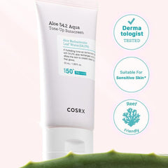 COSRX Aloe 54.2 Aqua Tone-Up Sunscreen SPF 50+ PA++++ – Korean Sunscreen for Brightening & Sensitive Skin-The Cosmetic Store New Zealand