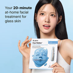 Woman holding a Dr.Jart+ Cryo Rubber mask packaging Dr. Jart+ Cryo Rubber Moisture Mask packaging with blue mask and cooling features.-the cosmetic store nz