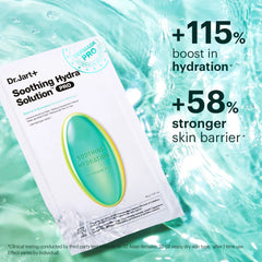 Dr.Jart+ Soothing Hydra Solution Pro packaging with water droplets on a light blue-Dr.Jart+ hydration mask duo and JAYJUN eye gel patch promotional gift set-THE COSMETIC STORE NZ