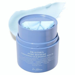 Dr.Althea Pore Refresh Grinding Cleansing Balm 50ml-Blue jar of Dr. Althea Pore Refresh Grinding Cleansing Balm with a scoop of the product on a white background