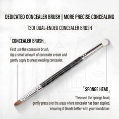 DUAL-ENDED CONCEALER BRUSH T301-Under Eye & Nasolabial Fold Coverage Brush for Dark Circles & Fine Line Concealing-THE COSMETIC STORE NZ