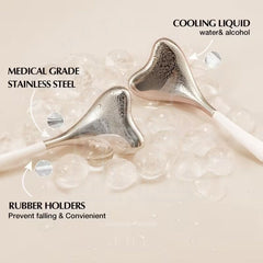 FACIAL ICE ROLLER MASSAGER TOOL 101g-Fish Tail Ice Spoon, Ice Hammer &Ice Ball for Skin Lifting, Depuffing &Cooling Therapy (White Handle)-THE COSMETIC STORE NZ