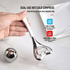 FACIAL ICE ROLLER MASSAGER TOOL 101g-Fish Tail Ice Spoon, Ice Hammer &Ice Ball for Skin Lifting, Depuffing &Cooling Therapy (White Handle)-THE COSMETIC STORE NZ