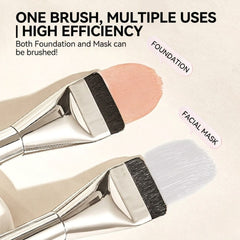 Two makeup brushes with foundation and mask application - Professional Flat Top Face Brush for Smooth Base Makeup
