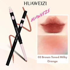 Warm nude orange lip liner pencil close up- Huawenzi 3D Lip Liner Pencil – 03 Brown-Toned Milky OrangeTHE COSMETIC STORE NZ