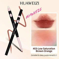 Warm nude orange lip liner pencil close up- Huawenzi 3D Lip Liner Pencil – 03 Brown-Toned Milky OrangeTHE COSMETIC STORE NZ