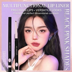 Multifunctional lip liner with a model wearing the product- Huawenzi 3D Lip Liner Pencil – 02 Dusty Rose–THE COSMETIC STORE NZ
