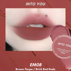 INTO YOU Lip Mud shade EM08 BROWN-taupe Brick Red Nude swatch