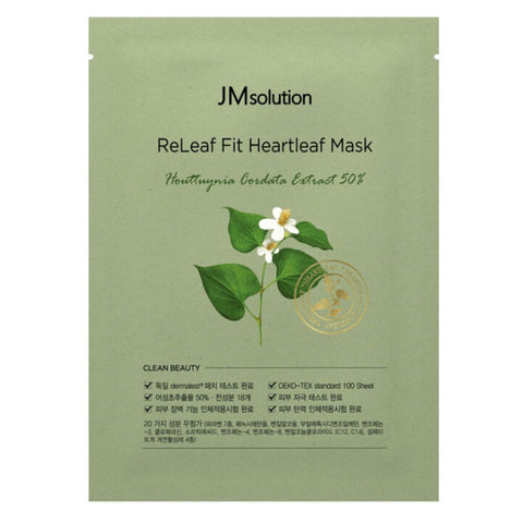 JMsolution ReLeaf Fit Heartleaf Mask packaging on a white background