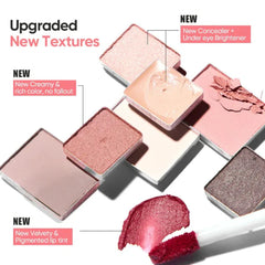 Makeup products with text highlighting new textures and features - JUDYDOLL Mini Makeup Palette 10g- 05 Sleepless Box (with Liquid Lipstick) [Compact Eyeshadow Contour Palette]-THE COSMETIC STORE NZ