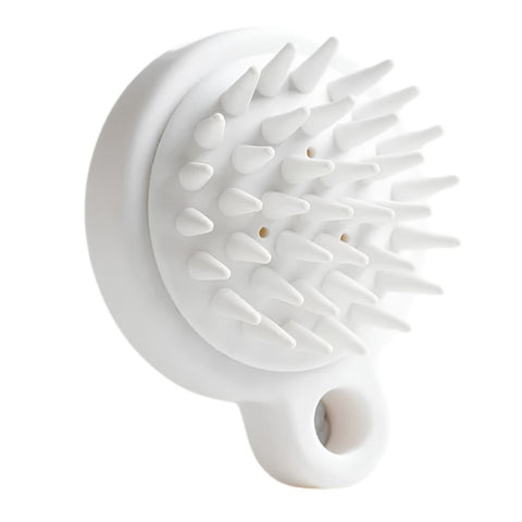 White silicone scrubber with textured surface -Japanese Silicone Soft Scalp Shampoo Brush close up-THE COSMETIC STORE NZ