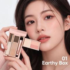 Judydoll Earthy Box 01 eyeshadow contour and apricot blush arm swatches on warm skin tone- The cosmetic store nz.