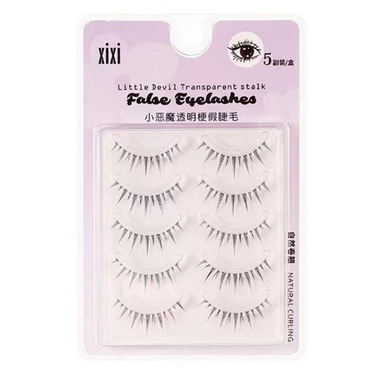 Xixi Little Devil False Eyelashes 5 Pair - Transparent stalk