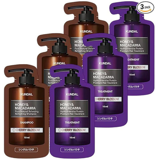 Honey & Macadamia Shampoo & Treatment Travel Set- Cherry Blossom 10ml+ 10ml * 3 Pack