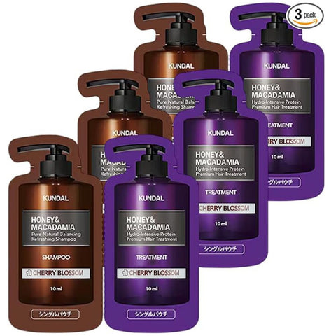 Honey & Macadamia Shampoo & Treatment Travel Set- Cherry Blossom 10ml+ 10ml * 3 Pack