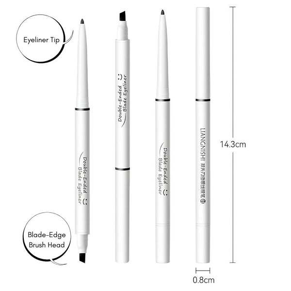 Lingnishi Double-Ended Eyeliner [Blade-Edge Brush Head ] -Black