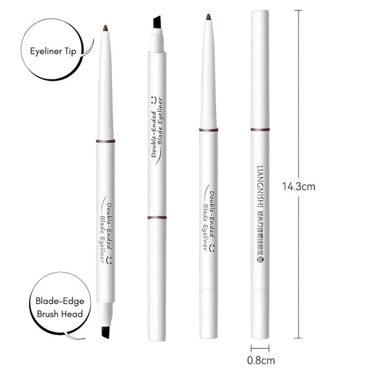 Lingnishi Double-Ended Eyeliner [Blade-Edge Brush Head ]-Natural Brown