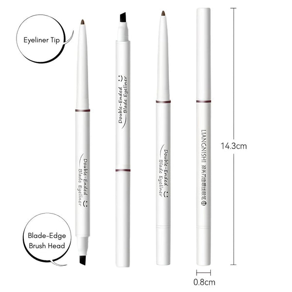Lingnishi Double-Ended Eyeliner [Blade-Edge Brush Head ]-Natural Brown