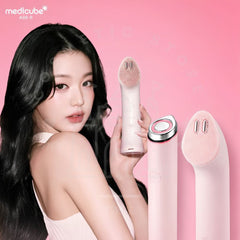 MEDICUBE AGE-R Booster Facial Cleansing Device Pink with Mini Plus device and facial cleansing head attachment-THE COSMETIC STORE NZ