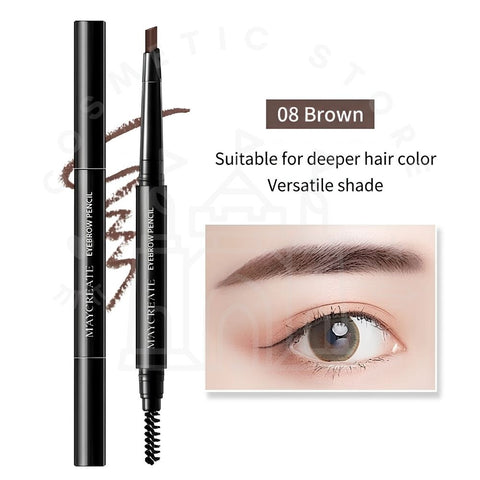 M'AYCREATE AUTOMATIC DOUBLE EYEBROW PENCIL- 08 BROWN-Waterproof Dual-End Brow Pencil-THE COSMETIC STORE NZ
