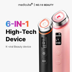Two high-tech beauty devices with digital displays on a white background, branded as Medicube.