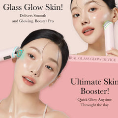 Woman using MEDICUBE Booster Pro EX Black Edition to lift and firm skin during at-home skincare routine