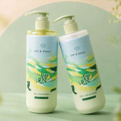 OFF RELAX limited edition Neroli and Bergamot scent volumising spa shampoo 460ml bottle front