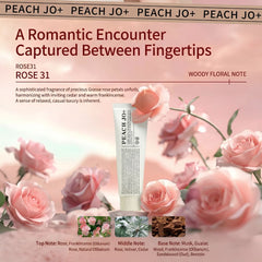 Peach Jo+ Black Tea Hand Cream 50g | Fragrance Hand Cream NZ -THE COSMETIC STORE NZ-Peach JO+ Rose 31 product with pink roses and fragrance description 