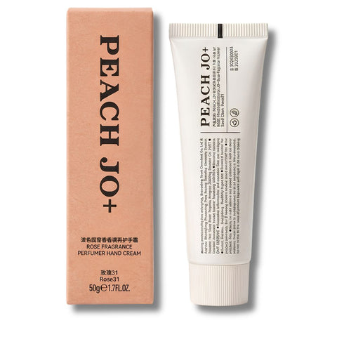 Peach Jo+ rose fragrance perfumer hand cream packaging- Peach Jo+ Frangrance Hand Cream 50g | Fragrance Hand Cream NZ -THE COSMETIC STORE NZ