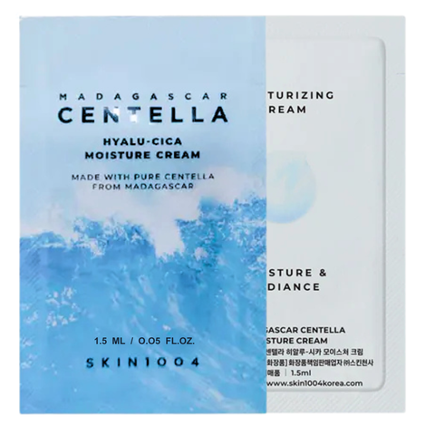 SKIN1004 Madagascar Centella Hyalu-Cica Moisture Cream packaging with blue and white design.