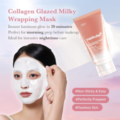 Applying collagen mask to improve elasticity and achieve glowing skin
