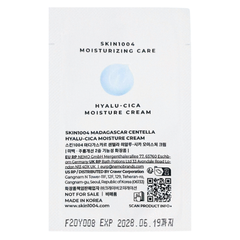 Label for Hyalu-Cica Moisture Cream with branding and product details on a white background