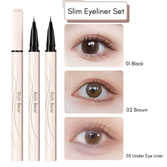RichBear Slim Eyeliner Set – 01 Black + 02 Brown + 03 Under Eye Liner Pen