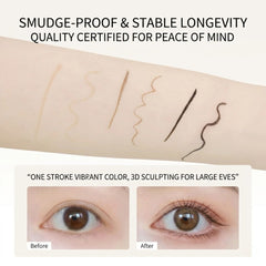 Eyebrow product demonstration with before and after effects on an arm and eyes.- Under eye liner pen and liquid eyeliner set-THE COSMETIC STORE NZ