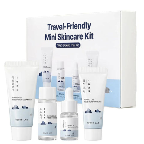 Round Lab 1025 DOKDO TRIAL KIT (Cleanser 30ml + Toner 20ml + Ampule 10ml + Cream 20ml)-THE COSMETIC STORE NZ