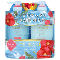 Tsubaki hair care product packaging with floral camellia design