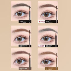 Eyebrow pencil with color options displayed on a beige background- SHU UEMURA Hard Formula Hard 9 Eyebrow Pencil 3.4g -05 Stone Gray- THE COSMETIC STORE NZ